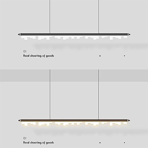 Lustre LED linéaire nordique en métal noir et or réglable pour îlot de cuisine