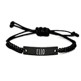 Elio Bracelet Name Personalized Custom Black Rope Bar Bracelet