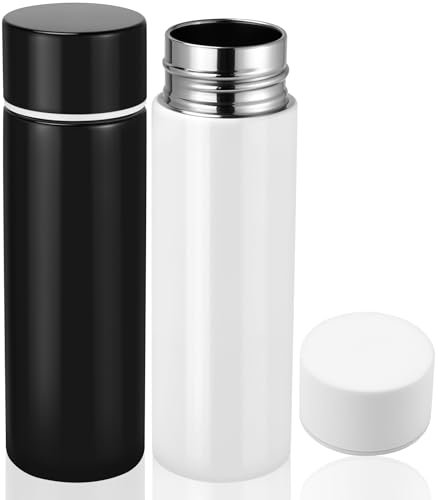 Enjamyo 2 Pack Mini Water Bottles, 4.4 oz, White Black