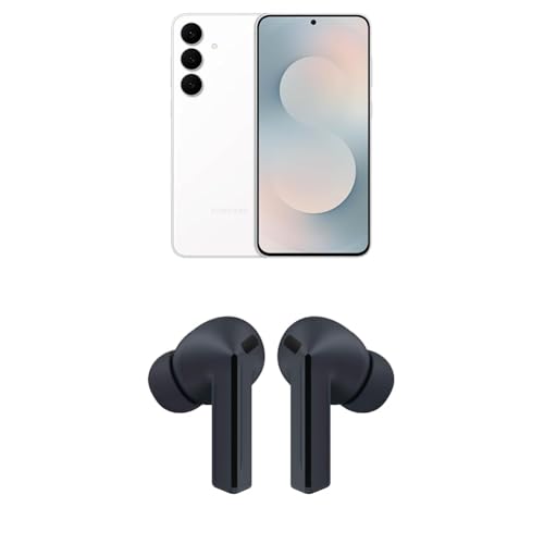 SAMSUNG Galaxy S25 FE 128GB Unlocked AI Smartphone, White w/Galaxy Buds 3 FE True Wireless Bluetooth Earbuds, Black