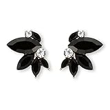 Black Crystal Stud Earrings Small Rhinestone Cluster Earrings Cute Sparkly Earrings for Women Girls