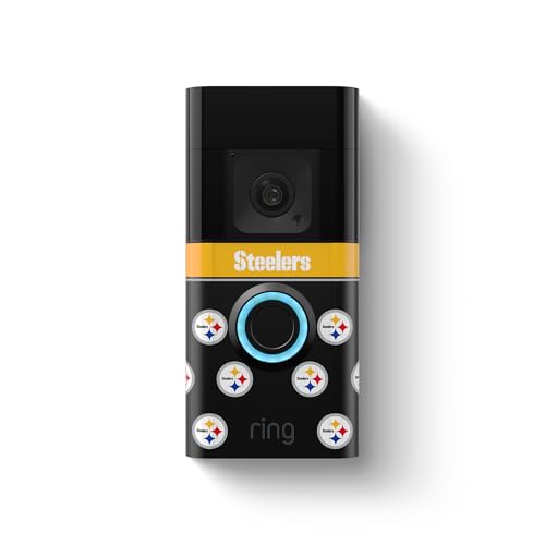 Image of All-New Limited Edition, Official NFL Faceplate for Ring Doorbells - Video Doorbell 3, Video Doorbell 3 Plus, Video Doorbell 4, Battery Doorbell Plus, and Battery Doorbell Pro | Pittsburgh Steelers