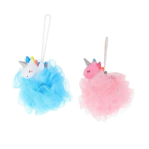 MUSISALY 2個子供用バスネット バブルネット ユニコーンバスメッシュシャワーボール 入浴 清潔 お風呂 クレンジング