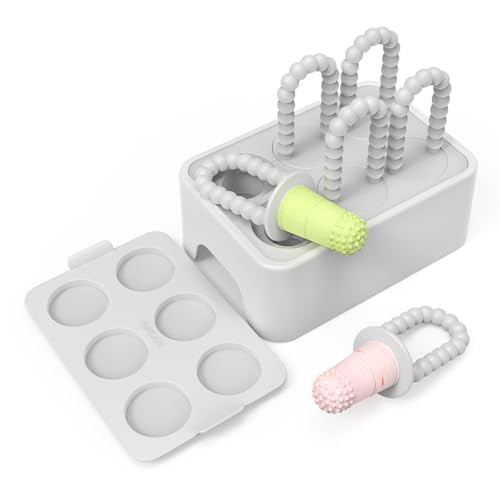 Morlike Baby Tiny Pops, 100% Silicone Popsicle Mold for Infants 4 Months +, Breastmilk Ice Pop Molds Teethers for Teething Relief, Baby Essentials, BPA Free & Dishwasher Safe (Grey)