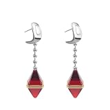 Handmade Red Purple Pendant Ear Clips Ear Studs Decoration Accessory for Kurapika Cosplay 1 Pair (Ear Studs, Red)