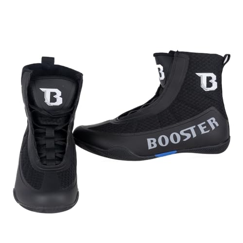 Booster Boxschuhe Rapid Strike Pro Serie 1 | Leicht, Atmungsaktiv, rutschfest, Für Boxen & Kampfsport, Boxstiefel für Damen & Herren - Schwarz 43