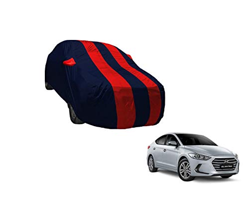 Image of Auto Hub Car Cover Compatible with Hyundai Elantra (Model : 2011-2015) with Weather Proof, Mirror Pocket, Triple Stitched, Elantra Car Cover- Navy-Red