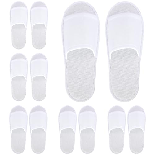 kuou 6 Pairs Open Toe Spa Slippers, Disposable Hotel Slippers for Girls Women, Hotel and Travel