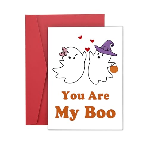 KINMES Boo Basket Stuffers for Him Her Halloween Card Gifts for Girlfriend Boyfriend Husband Wife You Are My Boo Gifts for Couples Lovers Spouse Spooky Basket Stuffers for Women Men