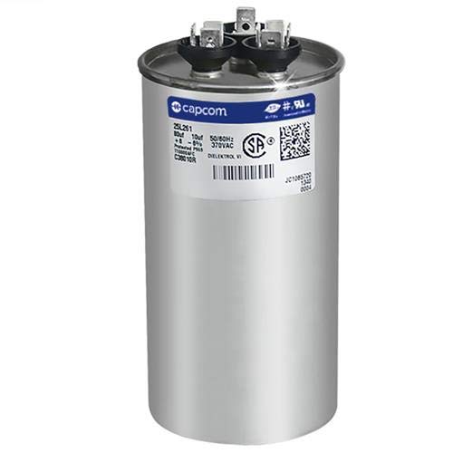 GE 25L261-80 + 10 uf MFD 370 Volt VAC Genteq® Replacement Round Dual Run Capacitor
