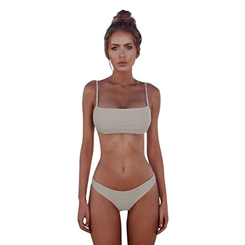 riou 2023 Conjuntos de Bikinis para Mujer Halter Bikini con Relleno Bra Tops y Braguitas Bikini Sets Cintura Alta Basic Tankinis Ropa de Baño de Playa Vacaciones SPA