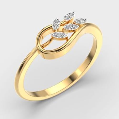 Bague en argent 925 et moissanite avec pétales de fougère dorés - 2