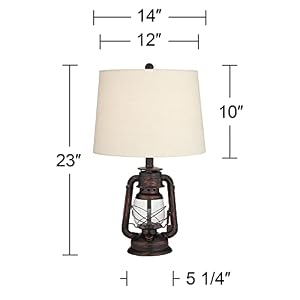 Franklin Iron Works Murphy Rustic Industrial Accent Table Lamp Miner Lantern 23" High Red Bronze Clear Glass Oatmeal Fabric Drum Shade for Living Room Bedroom House Bedside Nightstand Home Office Franklin Iron Works Murphy Rustic Industrial Accent Table Lamp Miner Lantern 23 High Red Bronze Clear Glass Oatmeal Fabric Drum Shade for Living Room Bedroom House Bedside Nightstand Home Office