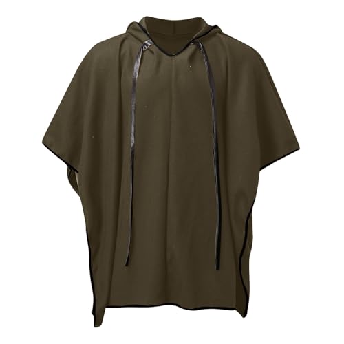 Abrigo largo de invierno tipo capa de lana para hombre sudadera con capucha 2