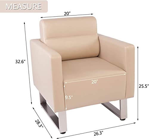 Accent Chair Arm Chair Set Of 2 Lounge Sofa Upholstered Faux Leather Club Chair Ergonomic Lumbar Support Cubic Waiting Room Reception Chair Modern For Living Room Hotel Lobby Office Salon Brush Nickel #TOP2