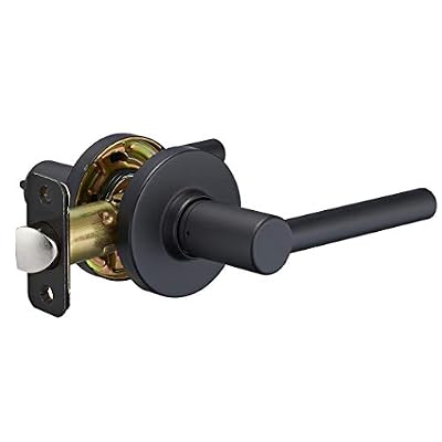 Amazon Basics Contemporary Madison Passage Door Lever, Easy Installation, Matte Black, 1-Pack