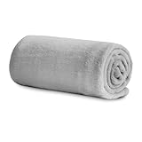 膝掛け 毛布 秋冬用 可愛い - 柔らかい ひざ掛け ブランケット 洗える マイクロファイバー ハーフケット - 静電防止 四季適用 フランネル アイスグレー 70x100