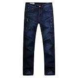 Men's Relaxed-Fit Jeans Relaxed Elastic Waist Straight-fit Jean Pant Comfort Loose Cotton Denim Canvas Pant (Dark Blue,36)