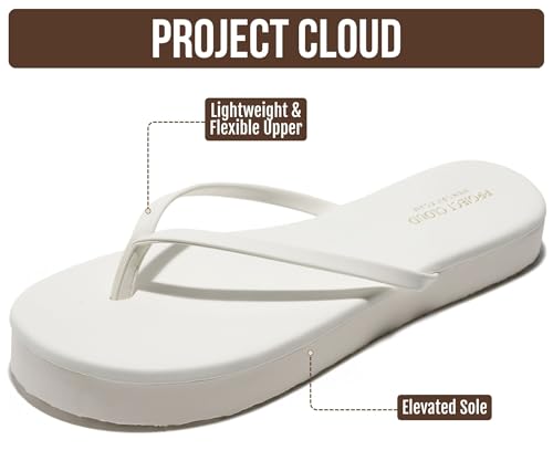 Image of Project Cloud Platform Sandals Women Memory Foam Flip Flops (ELEVATION) | Durable and Lightweight Non-Slip Sole Summer Thong Sandals - Platform Flip Flops for Women Everyday Comfort Daily.