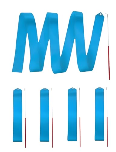 4PCS Ribbon Dancer Wand，Gymnastics Ribbon Wand，Dance Ribbons ，Rhythmic Gymnastics Ribbon，Dancing Ribbons ，Ribbons for Dancing，Dance Streamers (Blue)