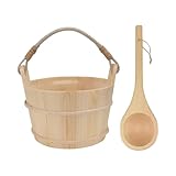 vreplrse Adatto per sauna Set di secchio e mestolo per sauna fatto a mano in legno resistente, grande capacità, comodo set di secchio e mestolo, accessori per spa da bagno fatti a mano, acqua