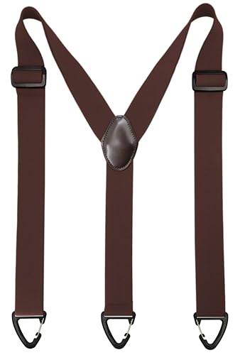 ZEAIFROOG Dark Brown Suspenders for Men Heavy Duty.Men's Suspenders for Dress Pants.Belt Loop suspenders for seniors.