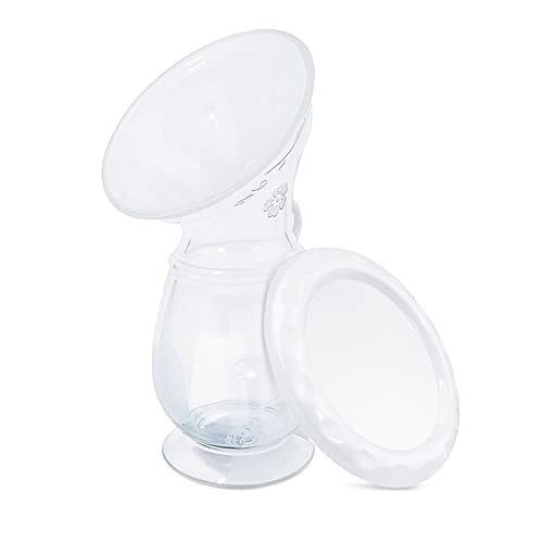Haimmy Manual Breast Pump, Soft Silicone Hand Pump for Gentle Natural Milk Pumping, Portable Breast Feeding Essentials Handheld Breastpumps with White Lid and Suction Base, 3oz/90ml Capacity