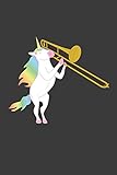  Einhorn mit Posaune: Liniertes DinA 5 Notizbuch für Einhorn-Fans und Regenbogen Pferd Notizheft