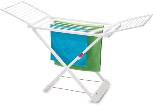 Miniatura 3 de Dekohome Tendedero Plegable Con Alas, 20 Metros De Superficie De Tendido, Hecho De Resina Resistente Al Sol Y A La Intemperie, 180 X 108 X 55 Cm, Blanco