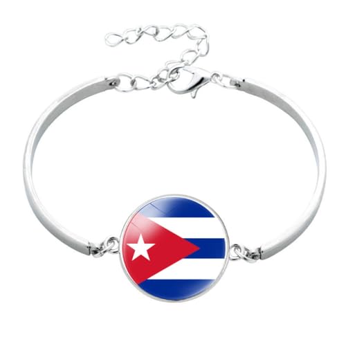 Pulsera De La Bandera Nacional De Cuba De Moda - Brazalete Con Dije De Cabujón...