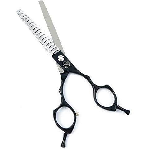 Moontay 6.5" Professional Pet Grooming Chunker Scissor, Dog Cat Grooming Shear/Scissor Thinning Shear with Double Finger Rests, 440C Japanese Stainless Steel Grooming Scissor, Black Cover