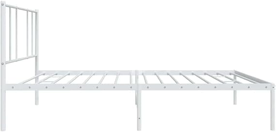 Double Bed Frame with Headboard, Heavy Duty King Size Metal Platform Bed Frame, Steel Black Bedroom Furniture for Master Guest Room（White,100 x 200 cm,with headboard）