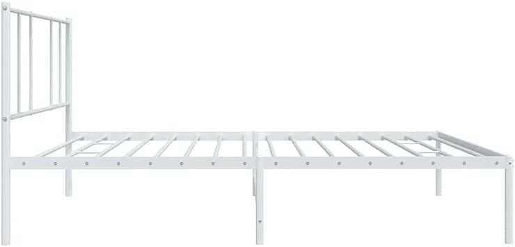 Double Bed Frame with Headboard, Heavy Duty King Size Metal Platform Bed Frame, Steel Black Bedroom Furniture for Master Guest Room(White,100 x 200 cm,with headboard)