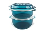 Apto para microondas Tupperware Microcook - Microondas (3 L, 1,75 L, con Tapa), Color Turquesa