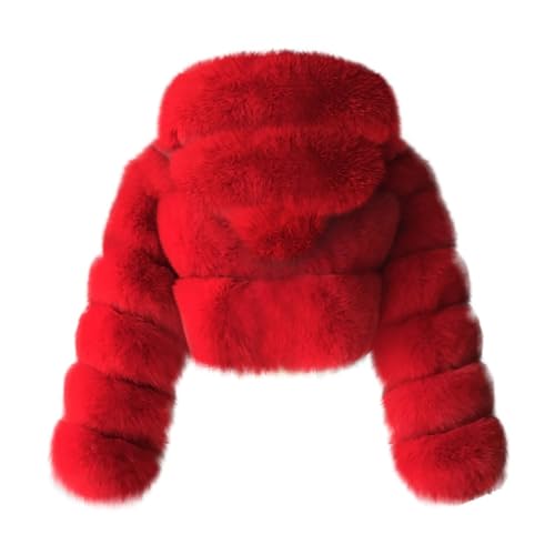 HINDOLA Womens Fluffy Faux Fur Solid Jacket for Women Long Sleeve Sexy Short Coat Autumn Winter Shearling Overcoat2