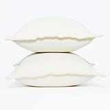 HOMESCAPES Set of 2 Outdoor Cushions Waterproof, Plain Natural Cream Filled Garden Furniture Cushion, Hypoallergenic, Polyester Decorative Pillows for Indoor & Outdoor Patio, Benches & Sofa - 45 x45cm - Image 4