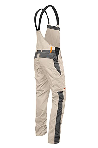 strongAnt Herren Latzhose Arbeitshose Kombihose Arbeitskleidung Männer in Beige-Grau - Größe: 48