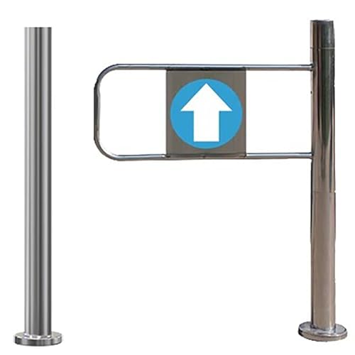 Self-Closing Safety Gate for Industrial & Supermarket Aisles - 90° Swing Door, One-Way Access Barrier, Durable Silver Finish, 55x100cm (22x39in)