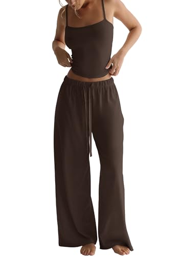 TDCoool Women's 2 Piece Pajama Lounge Set Summer Matching Lounge