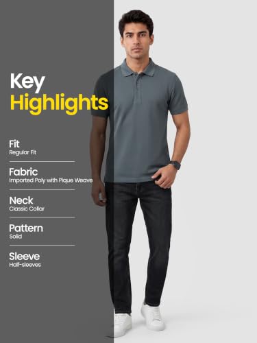 Image of Beyoung Imported Poly Regular Fit Solid Polo Tshirt for Men | Collar Tshirt | Half Sleeves | Solid Casual T-Shirt