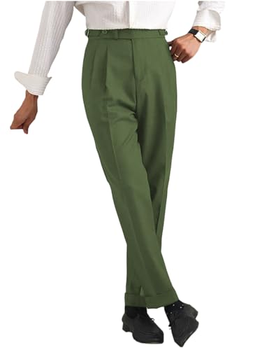 Men's Classic Fit Dress Pants Flat Front Straight Formal Pants Wrinkle Free Expandable Waist Suit Pants