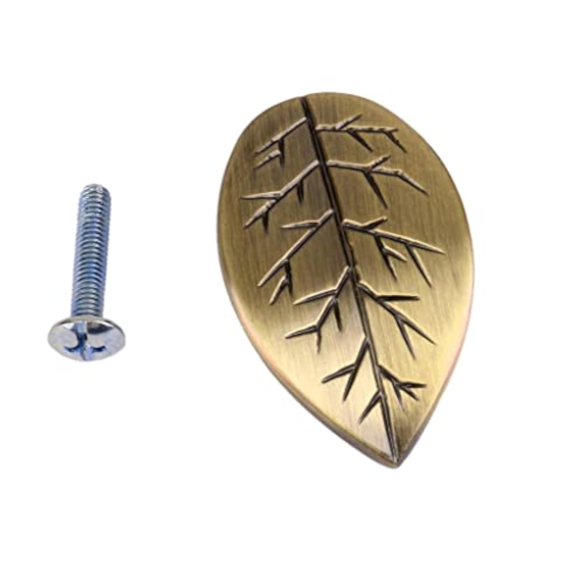 Tree Leaf Shaped Bronze Wardrobe Door Knob Pull Handle, 6X