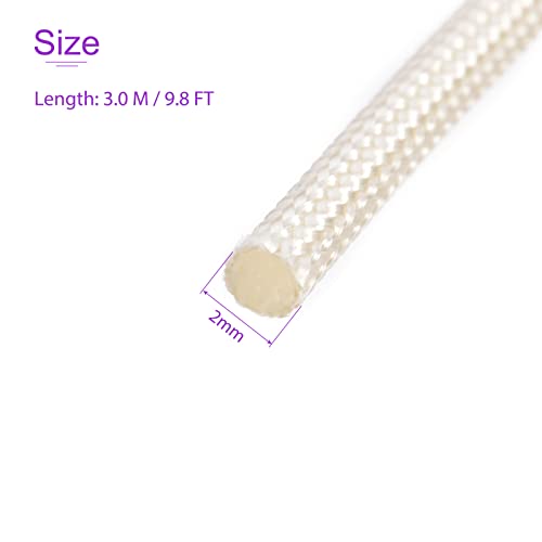 DMiotech 2mmx3.0m(9.8ft) Glasfaser Hülse Isolierung Klein Linen Stoff Schläuche für Draht Schützen mit Harz Weiß