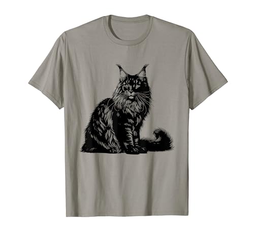 Chat Dad Mom Lover - Monochromatique Maine Coon T-Shirt