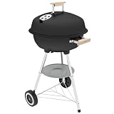 Outsunny Barbacoa de Carbón Vegetal con Tapa BBQ Portátil 48x56x94 cm