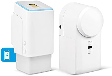 EKEY UNO 200004 Fingerprint mit Akku inkl. eqiva BLUETOOTH® Smart Türschlossantrieb, Akkubetriebenes Nachrüst-Set für alle gängigen Türen, weiß