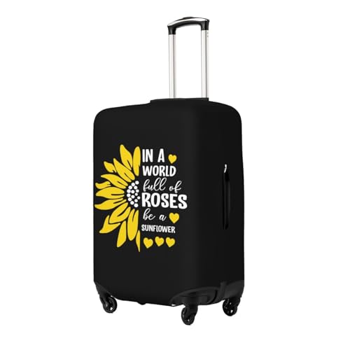 Spandex Travel Luggage Cover Printed Sunflower Motivational Quote Double-Sided Suitcase Protector Bag,Dust-Proof Cratch-Resistant Washable Suitcase Sleeve For Kid Adult,Medium2