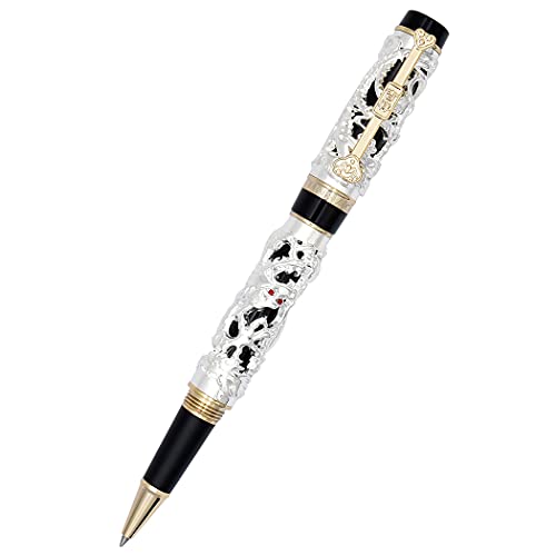 Stylo roller Jinhao Dragon argenté avec coffret de rangement pour écriture