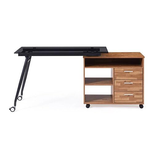Image of Urban Ladder Niccol Glass Top Adjustable Study Table (Finish : Golden Oak)