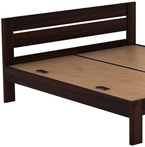 Image of Sheesham Wood Queen Size Bed Without Storage Wooden Cot Bed for Bedroom Living Room Home and Hotels (Walnut Finish)